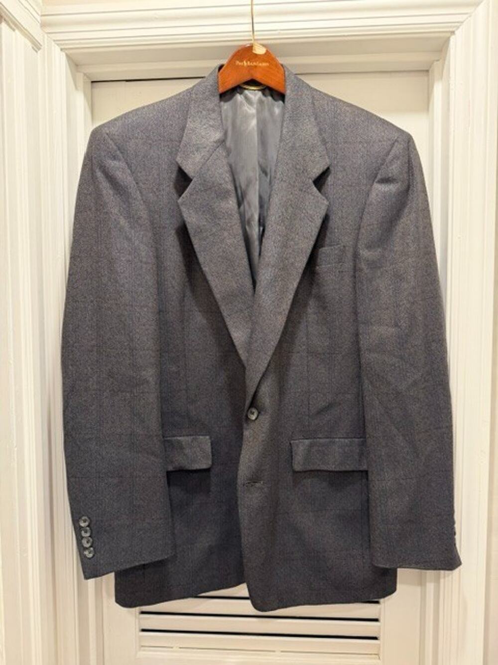 VTG Hart Schaffner Marx Blazer Men's 41L Bue Grey Gold Trumpeter USA